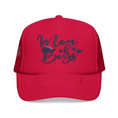 Mom of Boys Embroidered Foam Trucker Hat