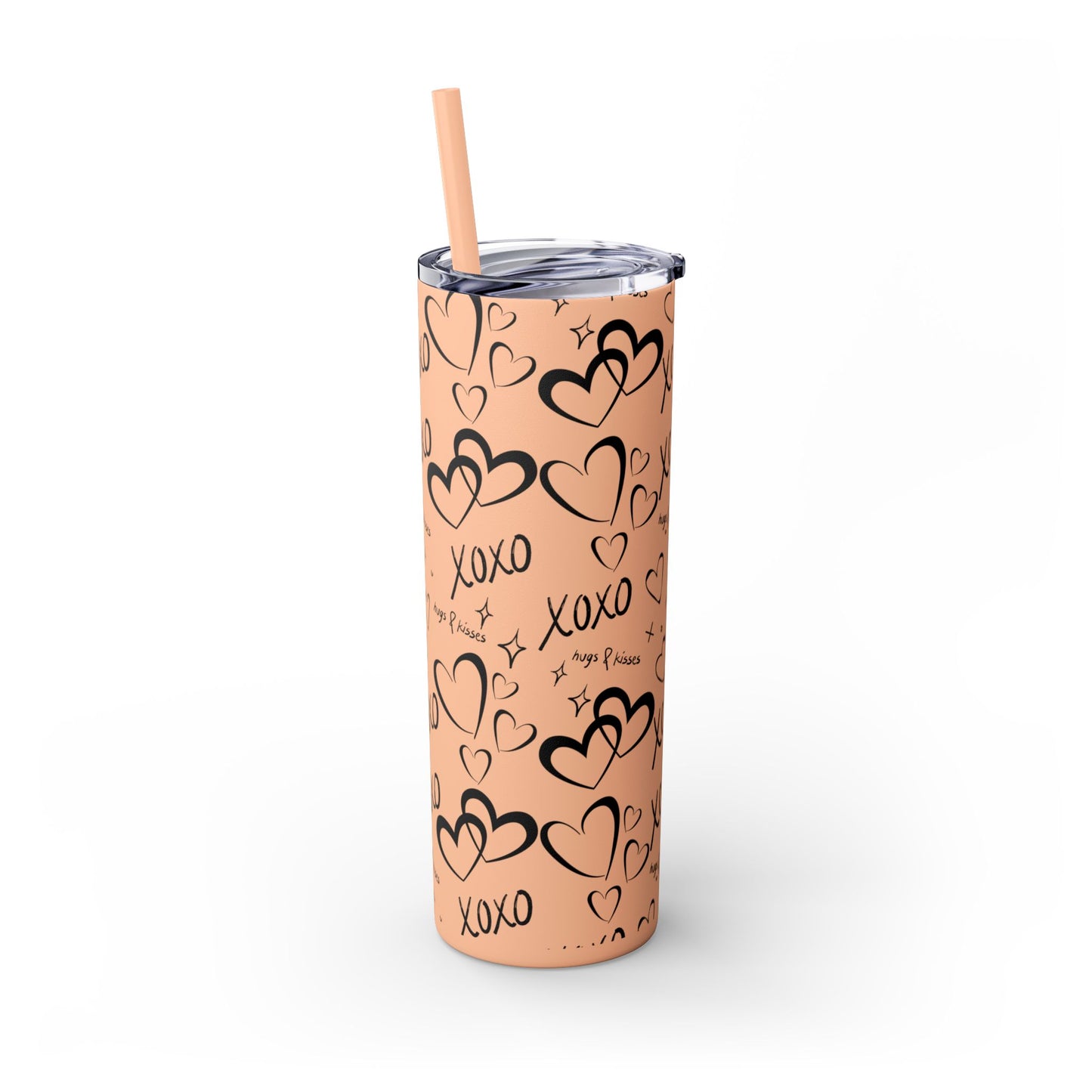 XOXO Hearts Skinny Tumbler with Straw - 20oz Love-Themed Drinkware