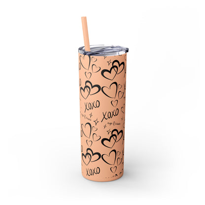 XOXO Hearts Skinny Tumbler with Straw - 20oz Love-Themed Drinkware