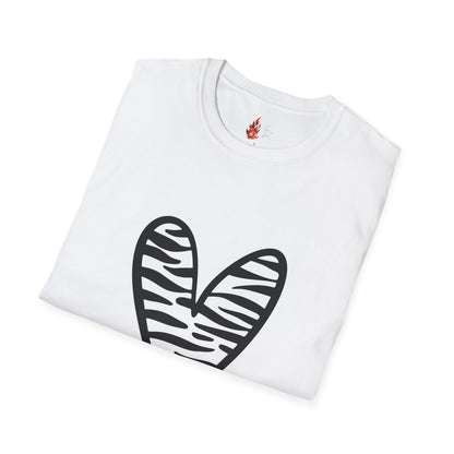 Zebra Heart Unisex Softstyle T-Shirt - Trendy Casual Wear for Animal Lovers