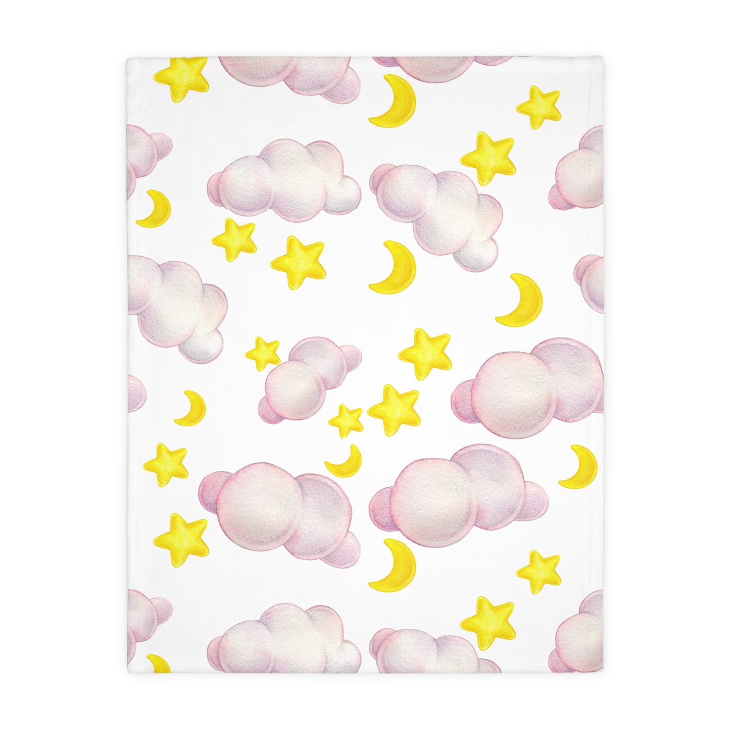 Cozy Celestial Microfiber Blanket - Two-Sided Cloud & Star Print