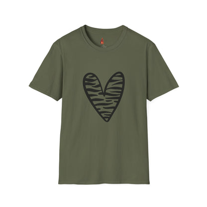 Zebra Heart Unisex Softstyle T-Shirt - Trendy Casual Wear for Animal Lovers