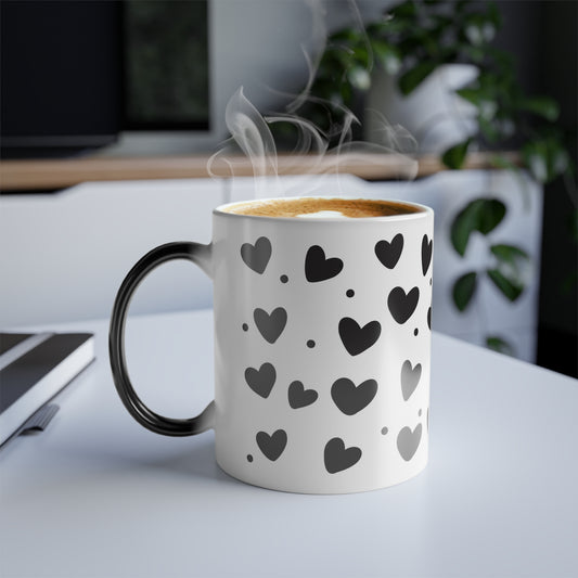 Love Hearts Color Morphing Mug – 11oz Ceramic Coffee Cup for Romantic Occasions