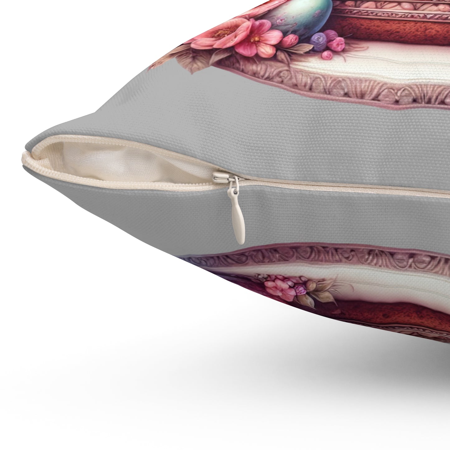 Easter Floral Cake Pillow - Vibrant Spun Polyester Decorative Cushion