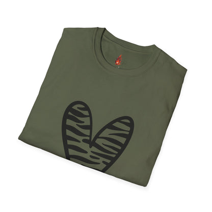 Zebra Heart Unisex Softstyle T-Shirt - Trendy Casual Wear for Animal Lovers