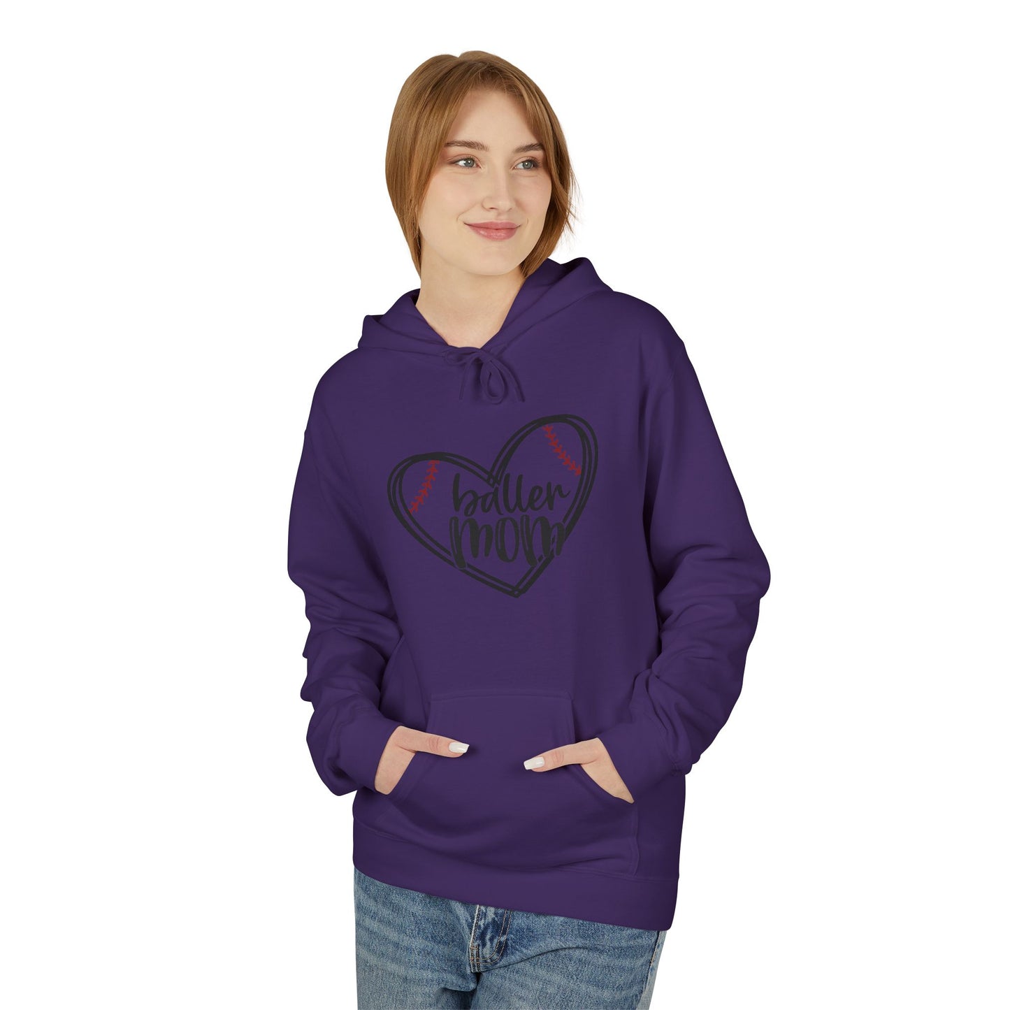 Baller Mom Fleece Hoodie - Cozy Midweight Sweatshirt for Sports Enthusiasts