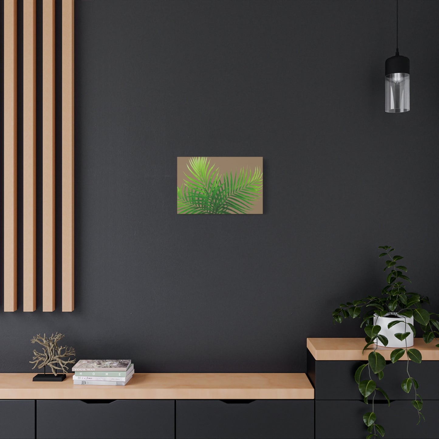 Tropical Leaf Matte Canvas Wall Art with a nude background