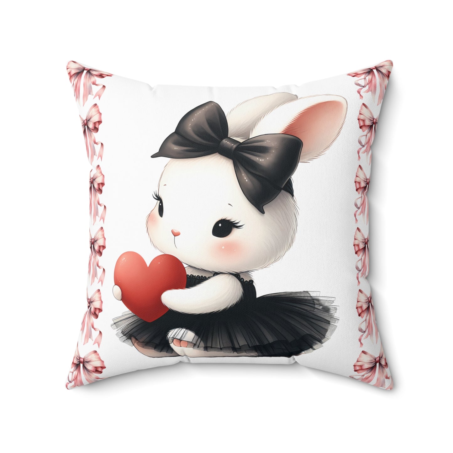 Cute Bunny Love Square Pillow - Adorable Home Decor for Kids & Spring Celebrations
