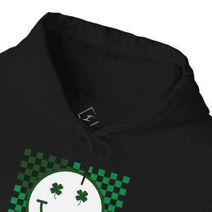 St. Patrick's Day Green Checker Smiley Hoodie
