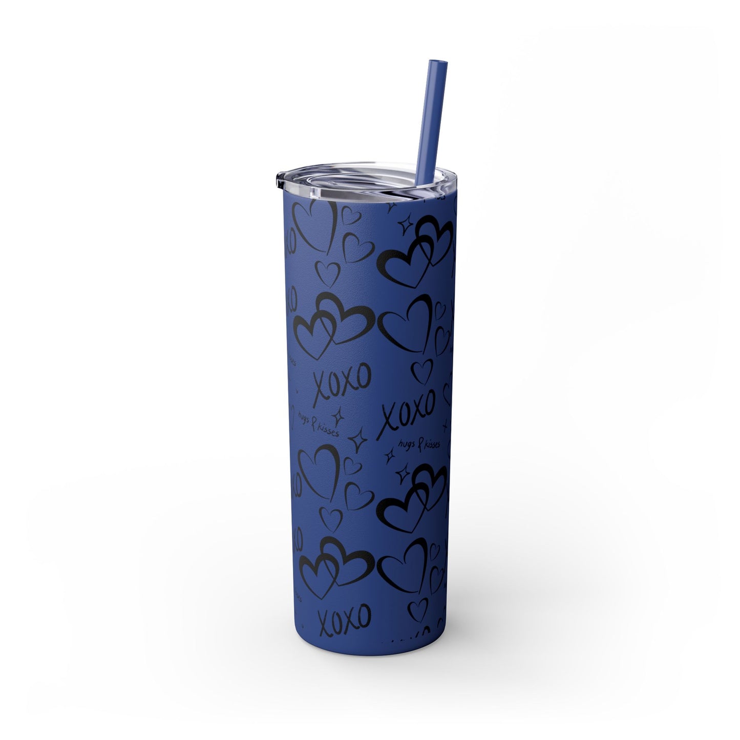 XOXO Hearts Skinny Tumbler with Straw - 20oz Love-Themed Drinkware