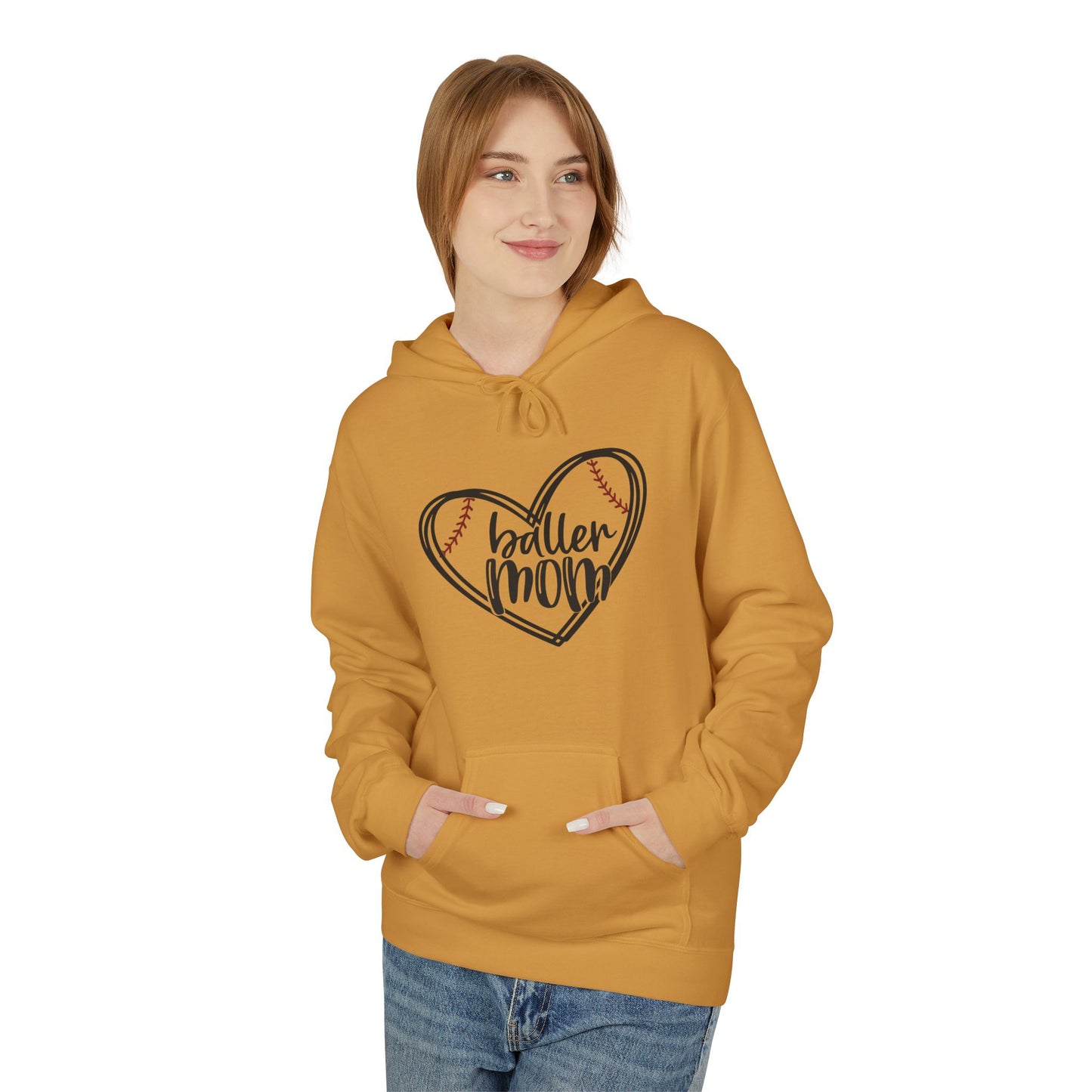 Baller Mom Fleece Hoodie - Cozy Midweight Sweatshirt for Sports Enthusiasts