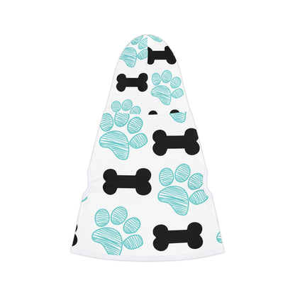 Stylish Pet Hoodie with Bone and Paw Print Design