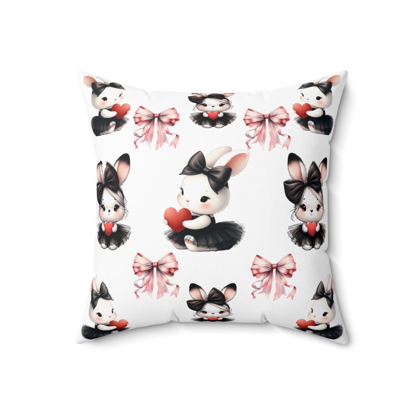 Adorable Bunny Love Square Pillow - Cute Rabbit Design for Kids' Rooms & Cozy Decor