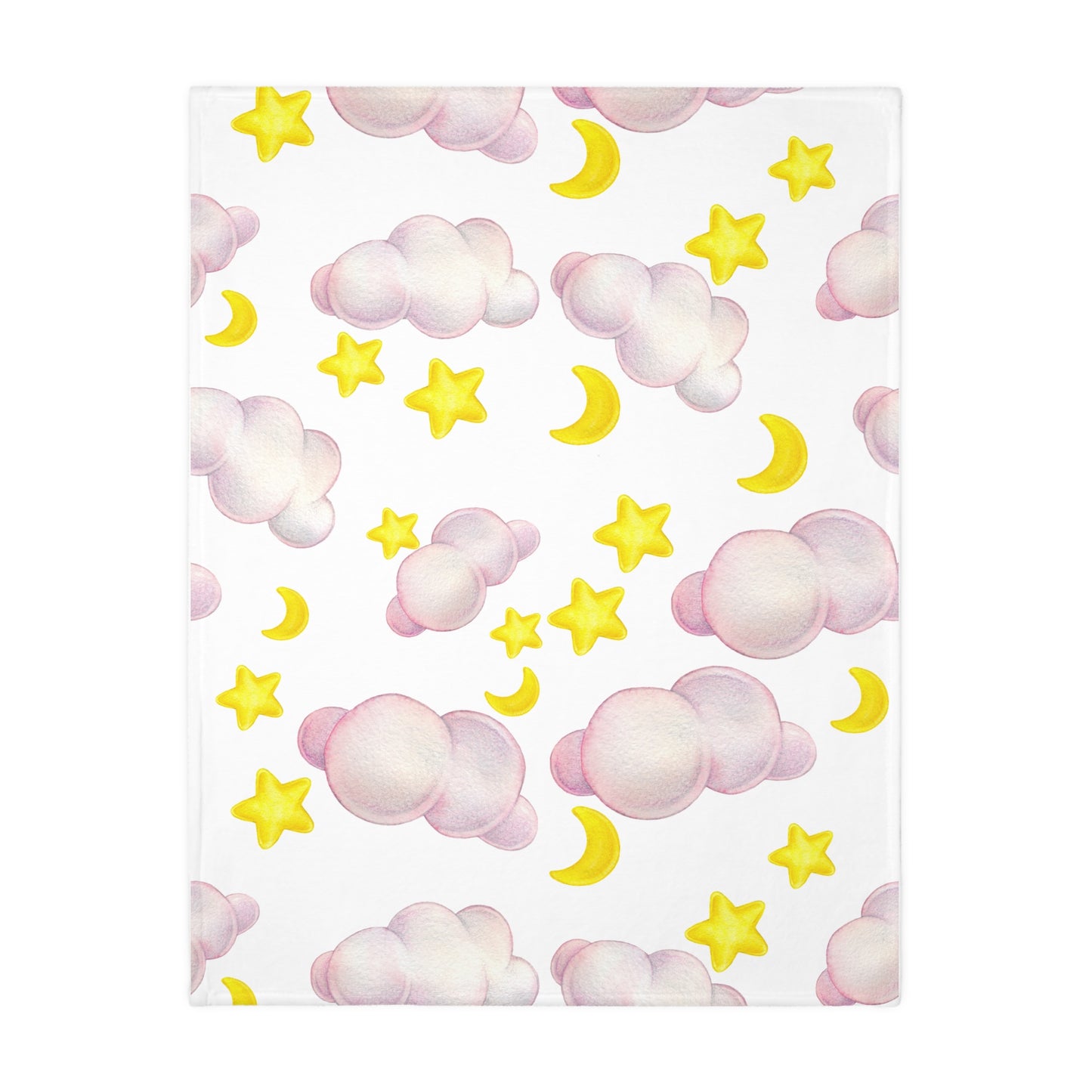 Cozy Celestial Microfiber Blanket - Two-Sided Cloud & Star Print