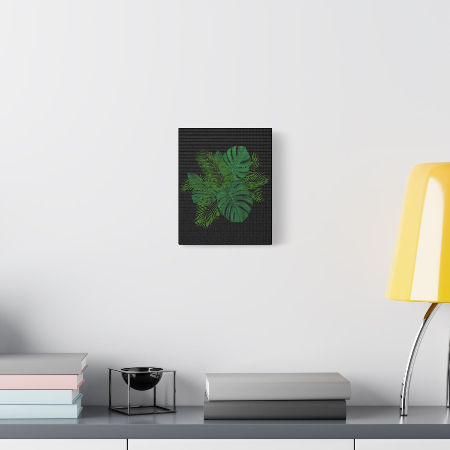 Canvas Art Palm Leaves with a black background