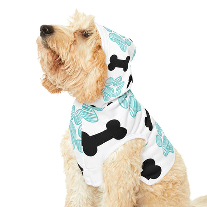 Stylish Pet Hoodie with Bone and Paw Print Design