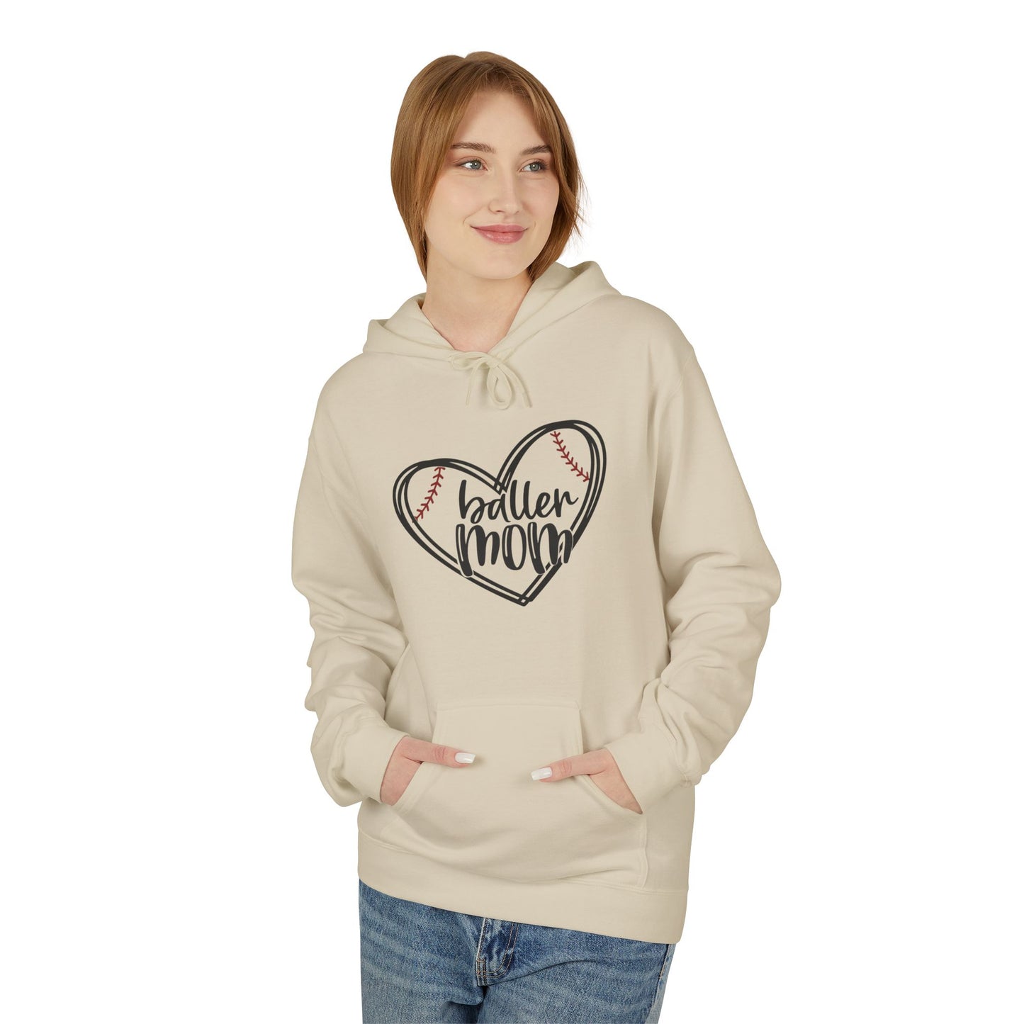 Baller Mom Fleece Hoodie - Cozy Midweight Sweatshirt for Sports Enthusiasts