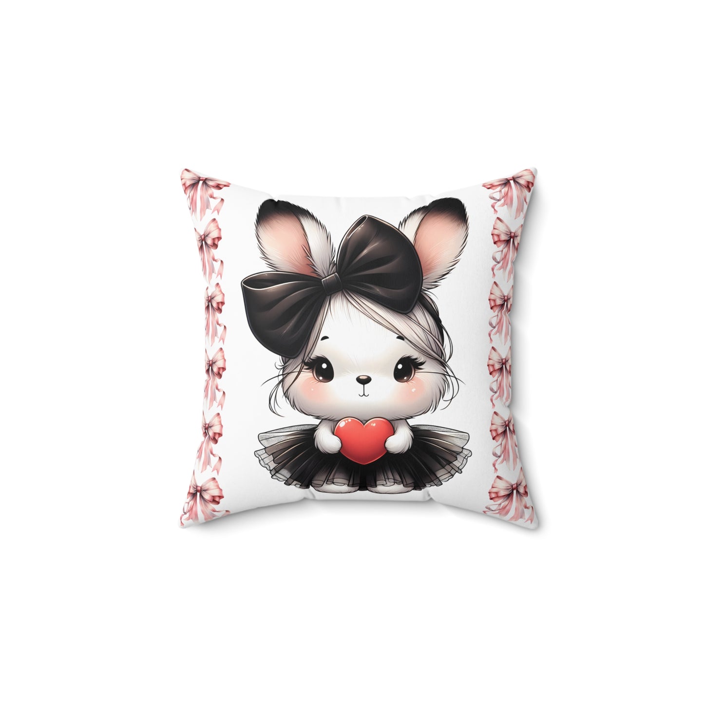 Adorable Bunny Love Square Pillow - Cute Rabbit Design for Kids' Rooms & Cozy Decor