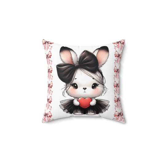 Adorable Bunny Love Square Pillow - Cute Rabbit Design for Kids' Rooms & Cozy Decor