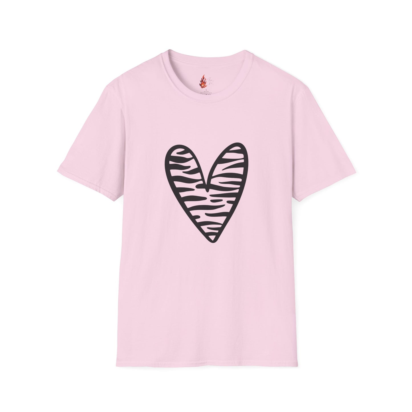 Zebra Heart Unisex Softstyle T-Shirt - Trendy Casual Wear for Animal Lovers