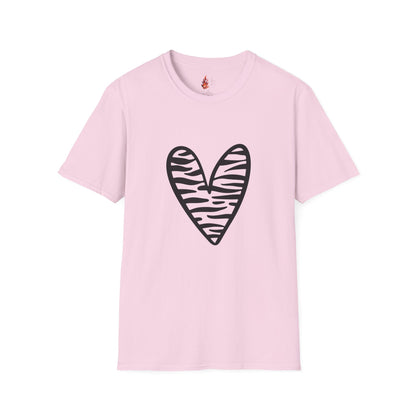 Zebra Heart Unisex Softstyle T-Shirt - Trendy Casual Wear for Animal Lovers