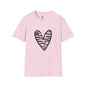 Zebra Heart Unisex Softstyle T-Shirt - Trendy Casual Wear for Animal Lovers