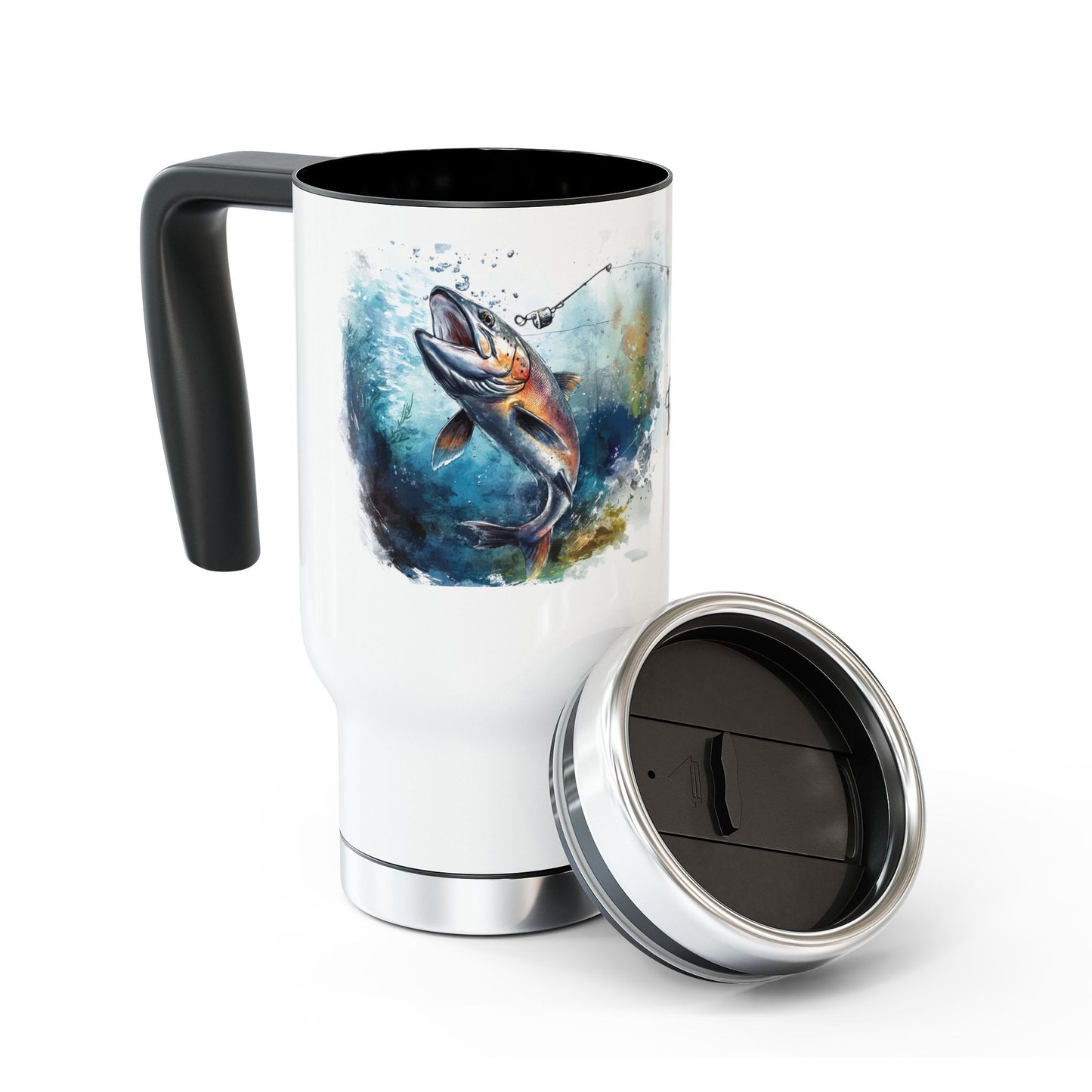 "Fish On" Design - Stainless Steel Travel Mug,