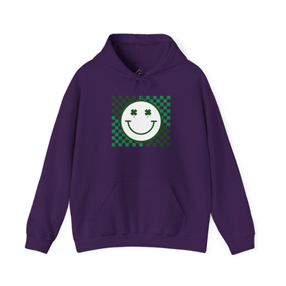 St. Patrick's Day Green Checker Smiley Hoodie
