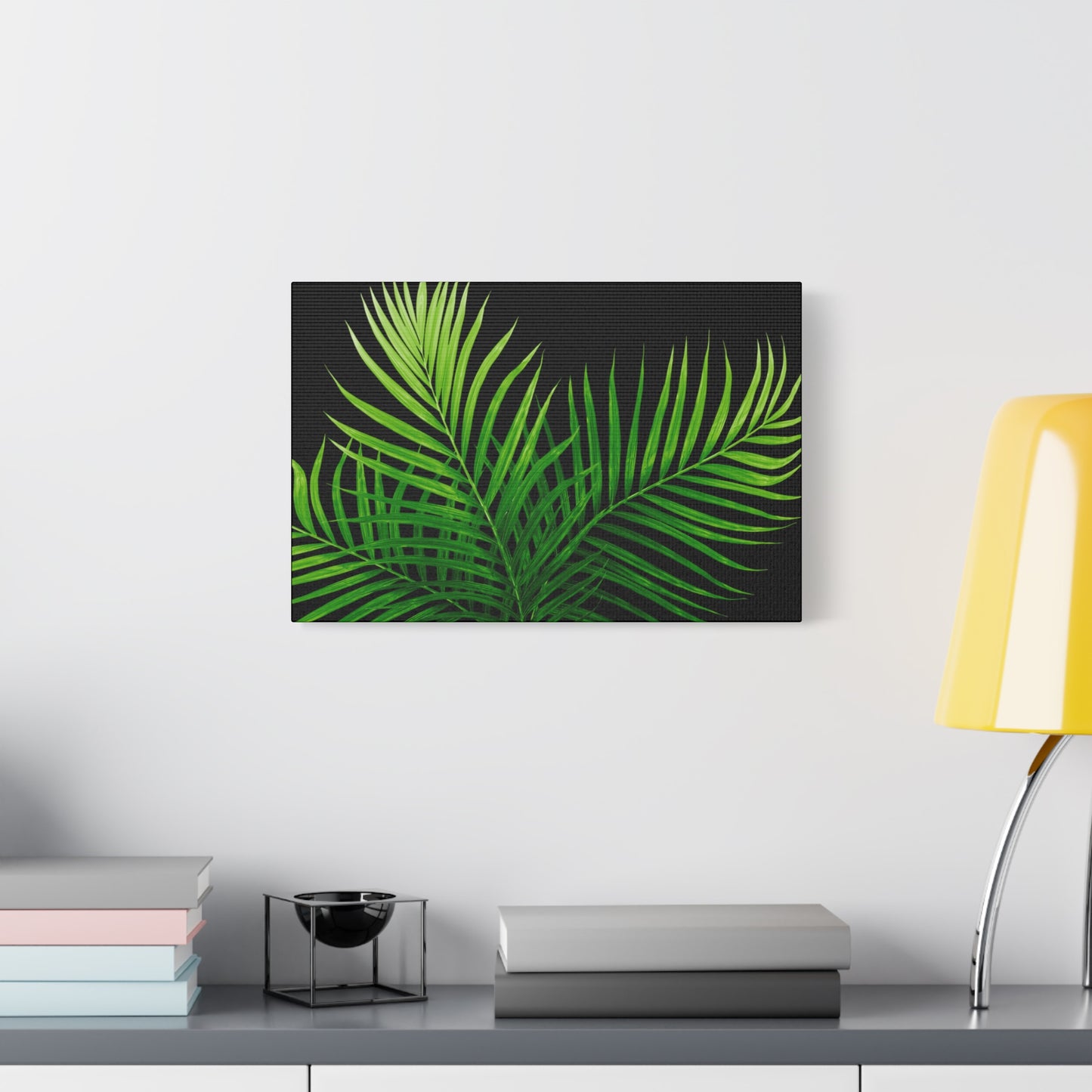 Tropical Leaf Matte Canvas Wall Art with a black background