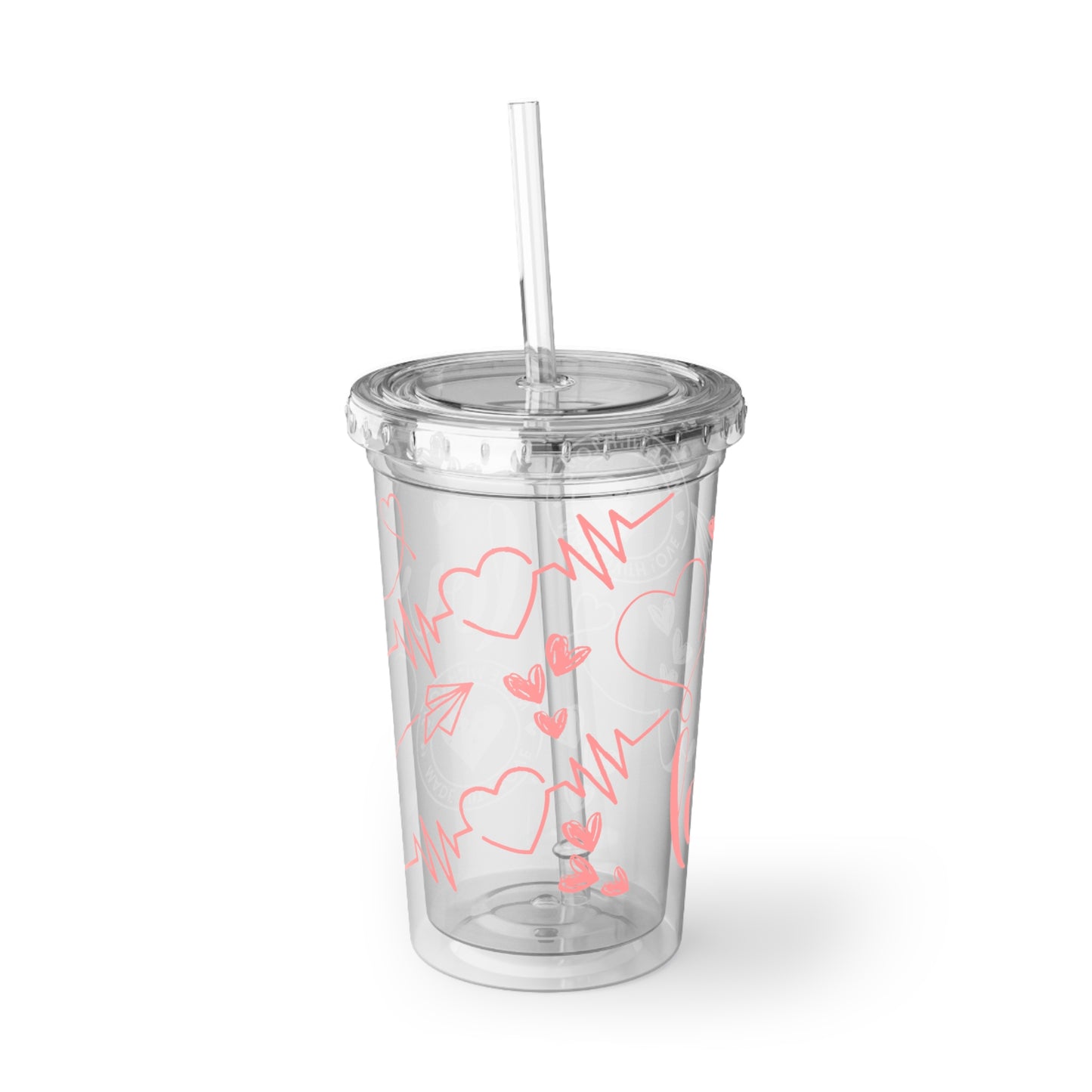 Heartfelt Acrylic Cup with Straw - Perfect for Love Celebrations