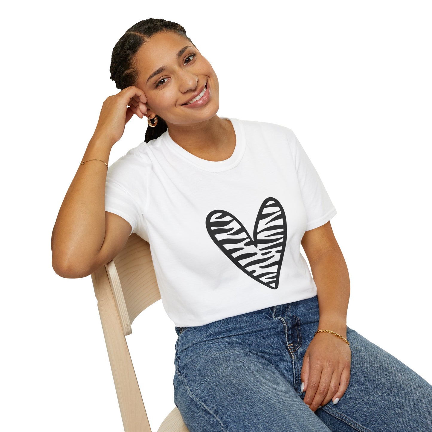 Zebra Heart Unisex Softstyle T-Shirt - Trendy Casual Wear for Animal Lovers