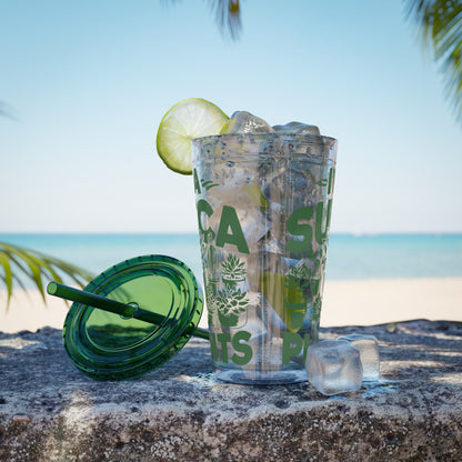 I'm a Succa for plants - Sunsplash Succulent Tumbler - 16oz Plant Lover's Travel Cup with Straw