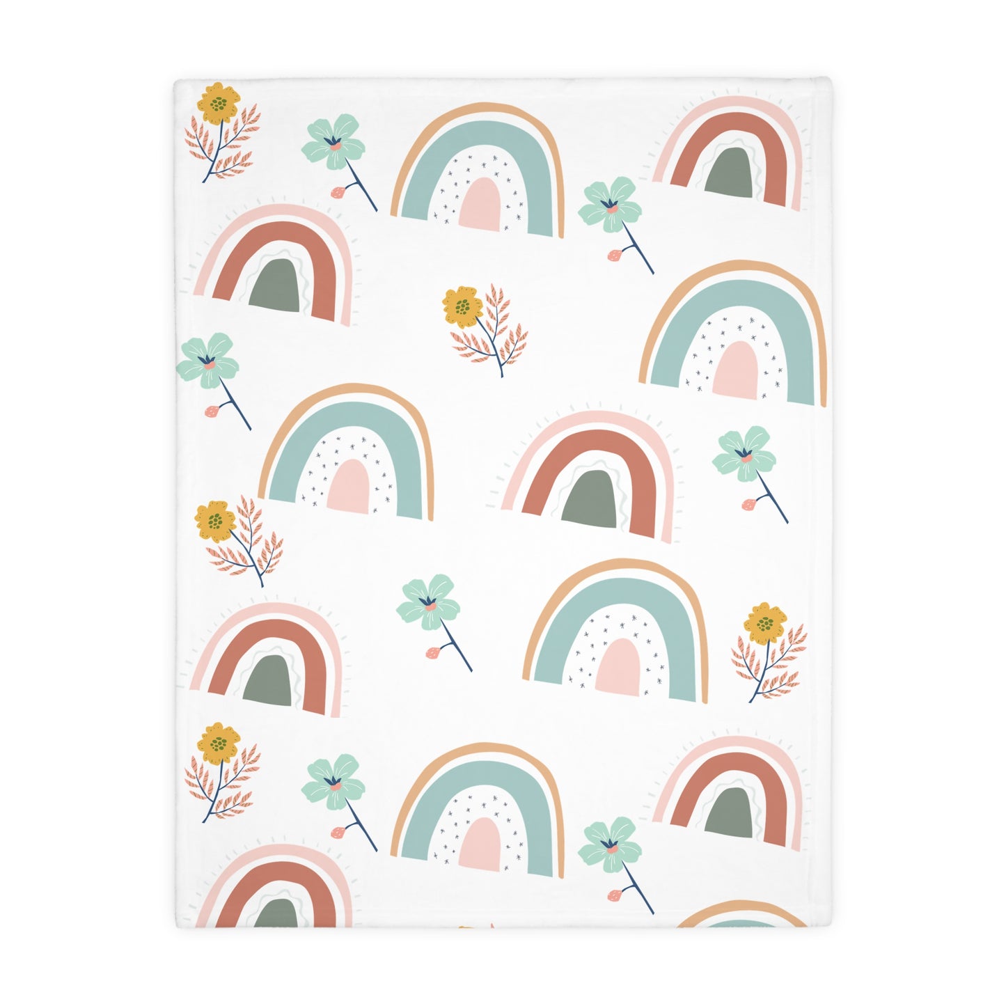 Colorful Rainbow Floral Velveteen Blanket - Cozy Two-Sided Print for All Seasons