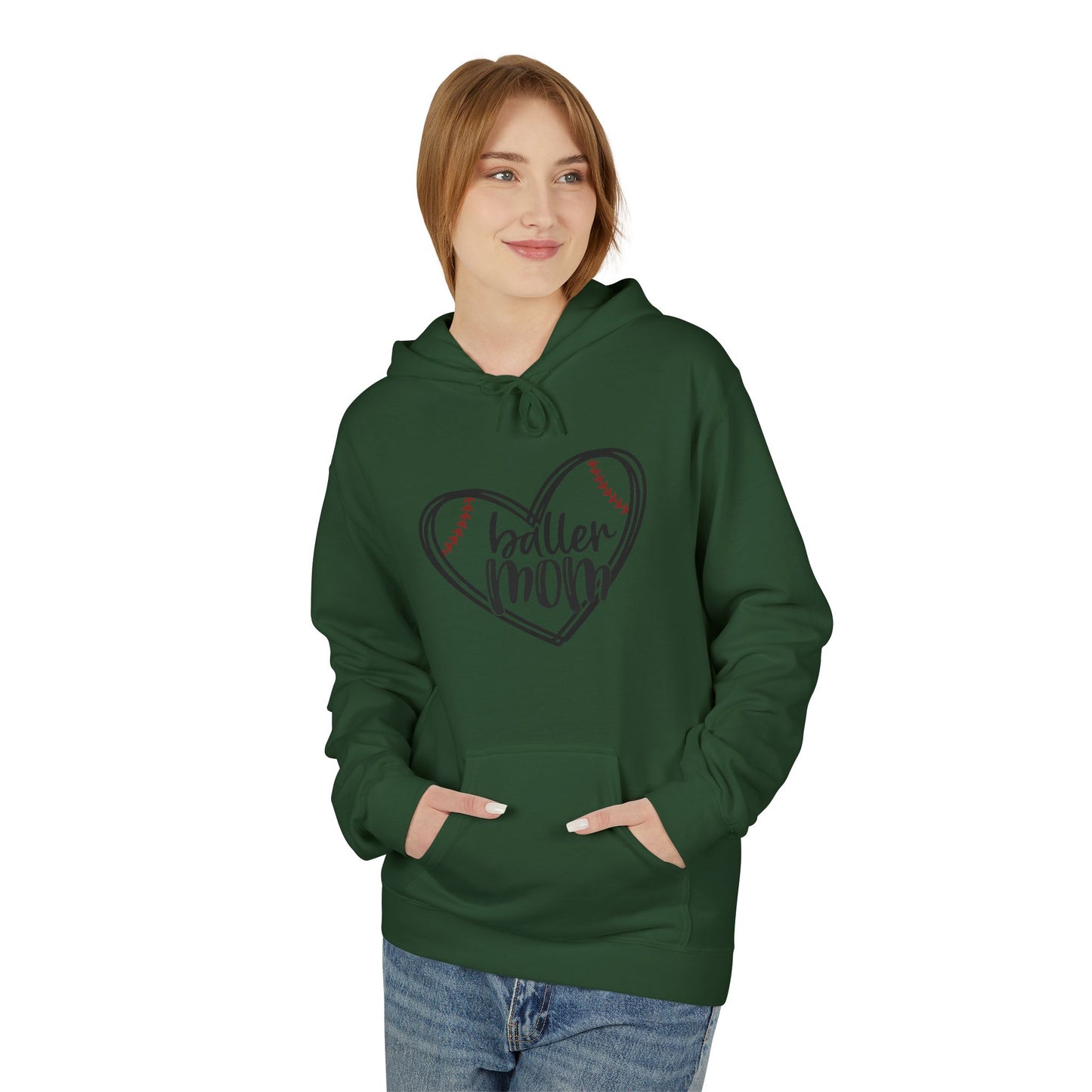 Baller Mom Fleece Hoodie - Cozy Midweight Sweatshirt for Sports Enthusiasts