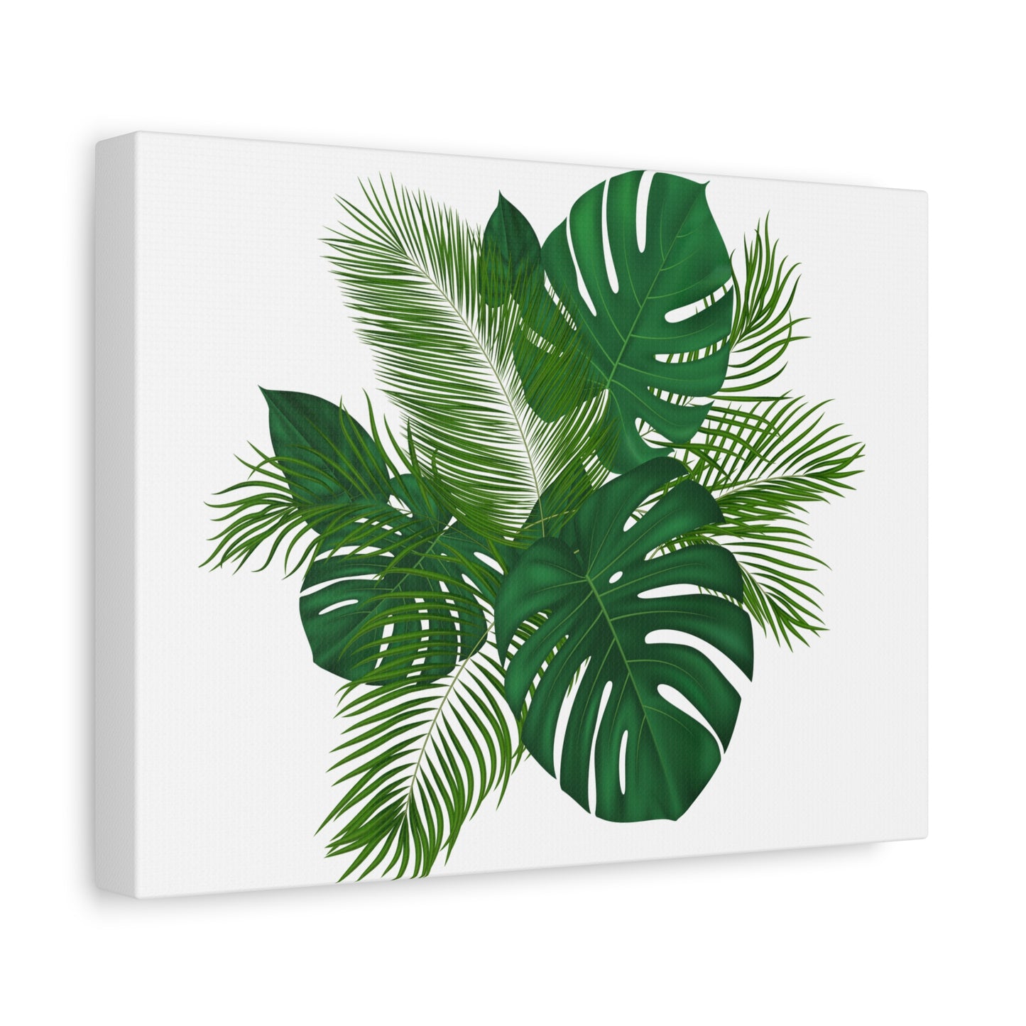 Palm Leaves White Background Matte Canvas