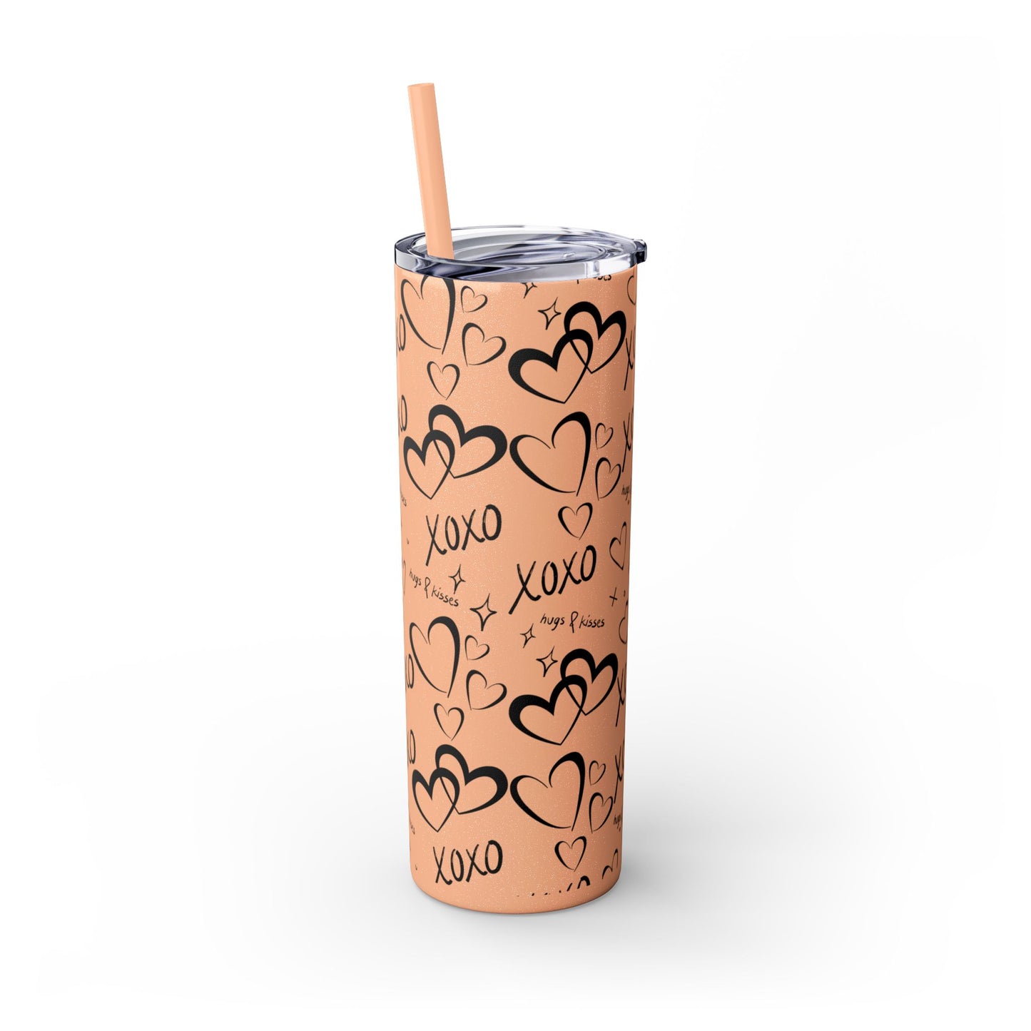 XOXO Hearts Skinny Tumbler with Straw - 20oz Love-Themed Drinkware