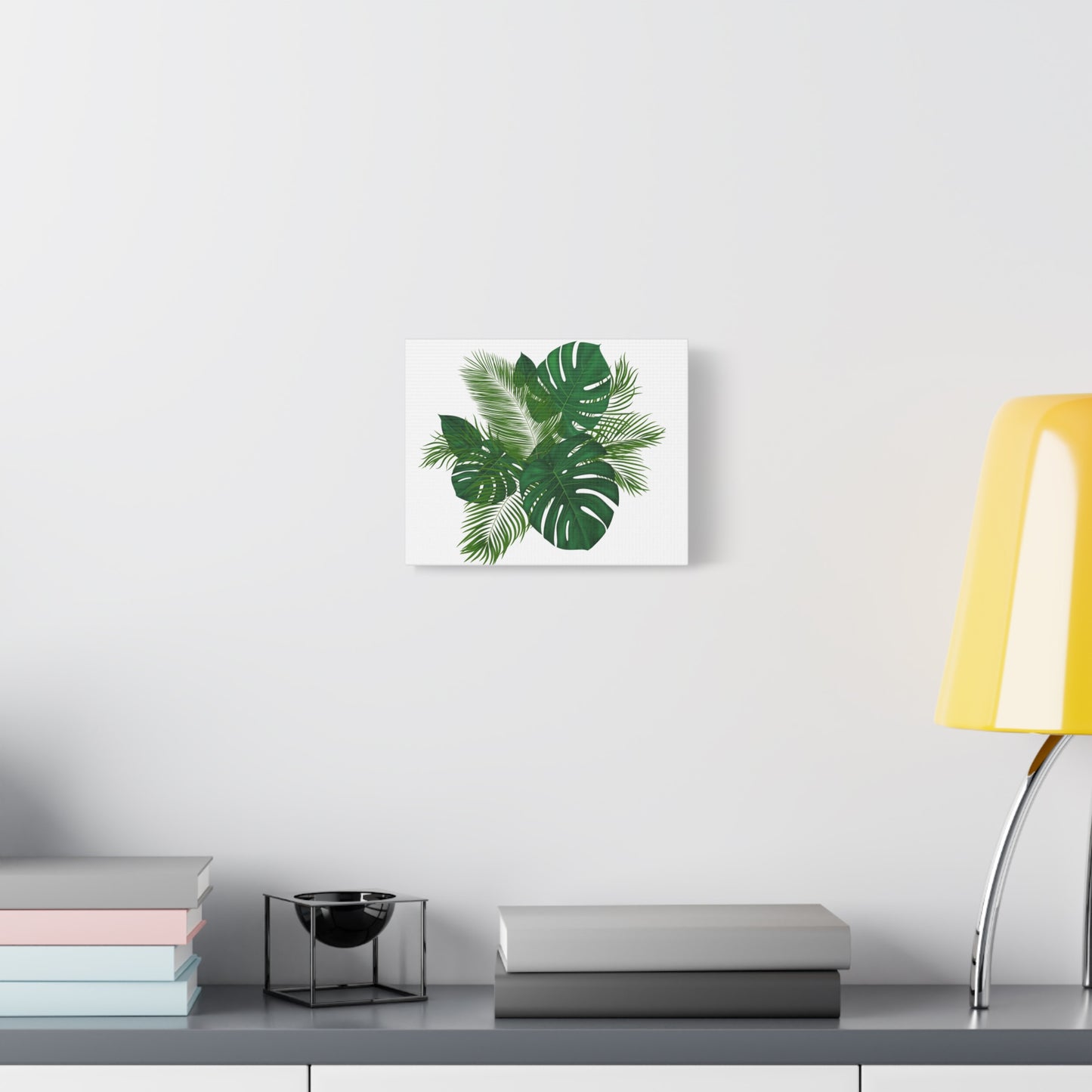 Palm Leaves White Background Matte Canvas