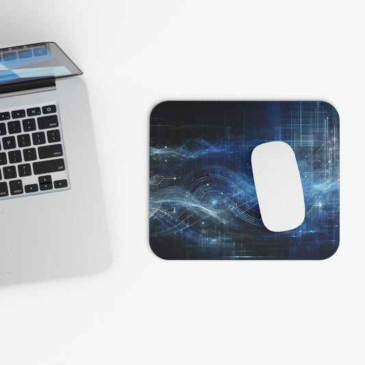 Futuristic Blue Wave Mouse Pad - High-Tech Design for Gamers and Professionals