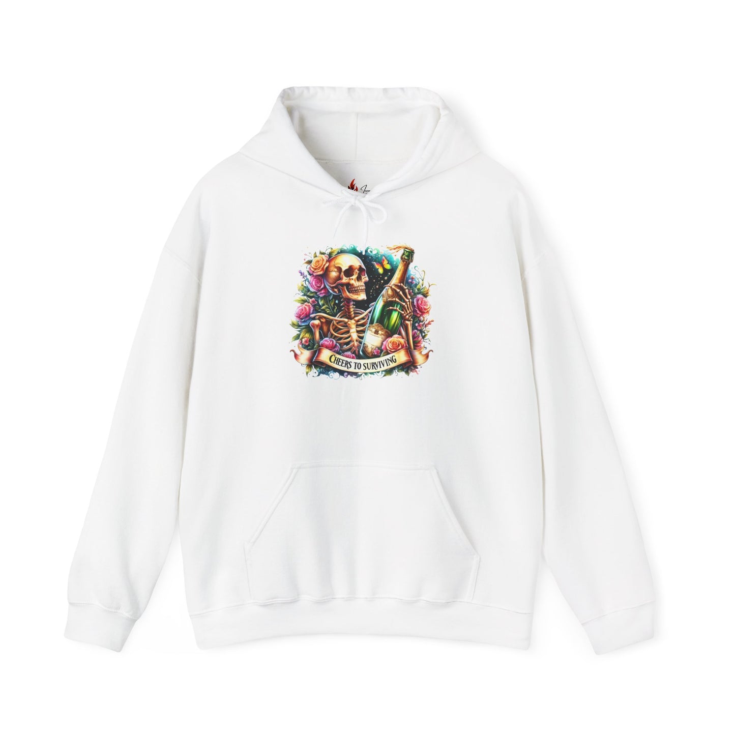 Cheers to Surviving - with Skeletons Hoodie - Unisex Heavy Blend Sweatshirt for Everyday Comfort