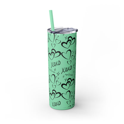 XOXO Hearts Skinny Tumbler with Straw - 20oz Love-Themed Drinkware