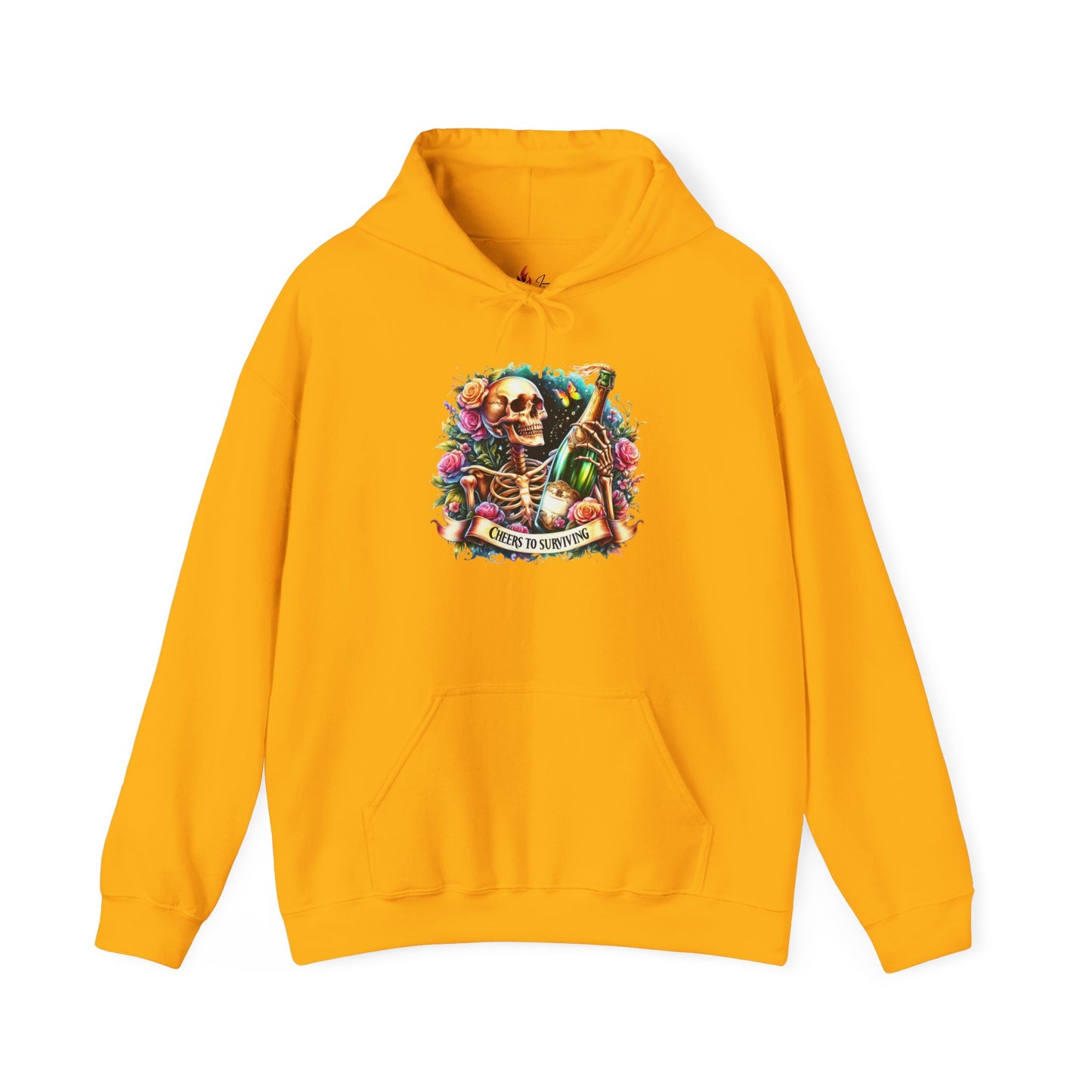 Cheers to Surviving - with Skeletons Hoodie - Unisex Heavy Blend Sweatshirt for Everyday Comfort