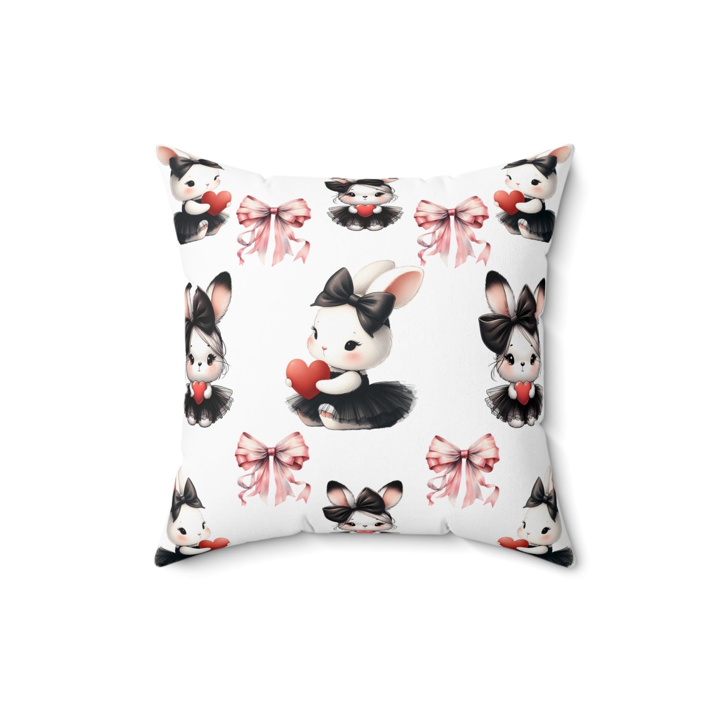 Cute Bunny Love Square Pillow - Adorable Home Decor for Kids & Spring Celebrations