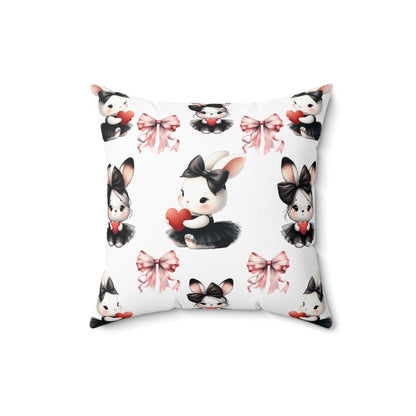 Cute Bunny Love Square Pillow - Adorable Home Decor for Kids & Spring Celebrations