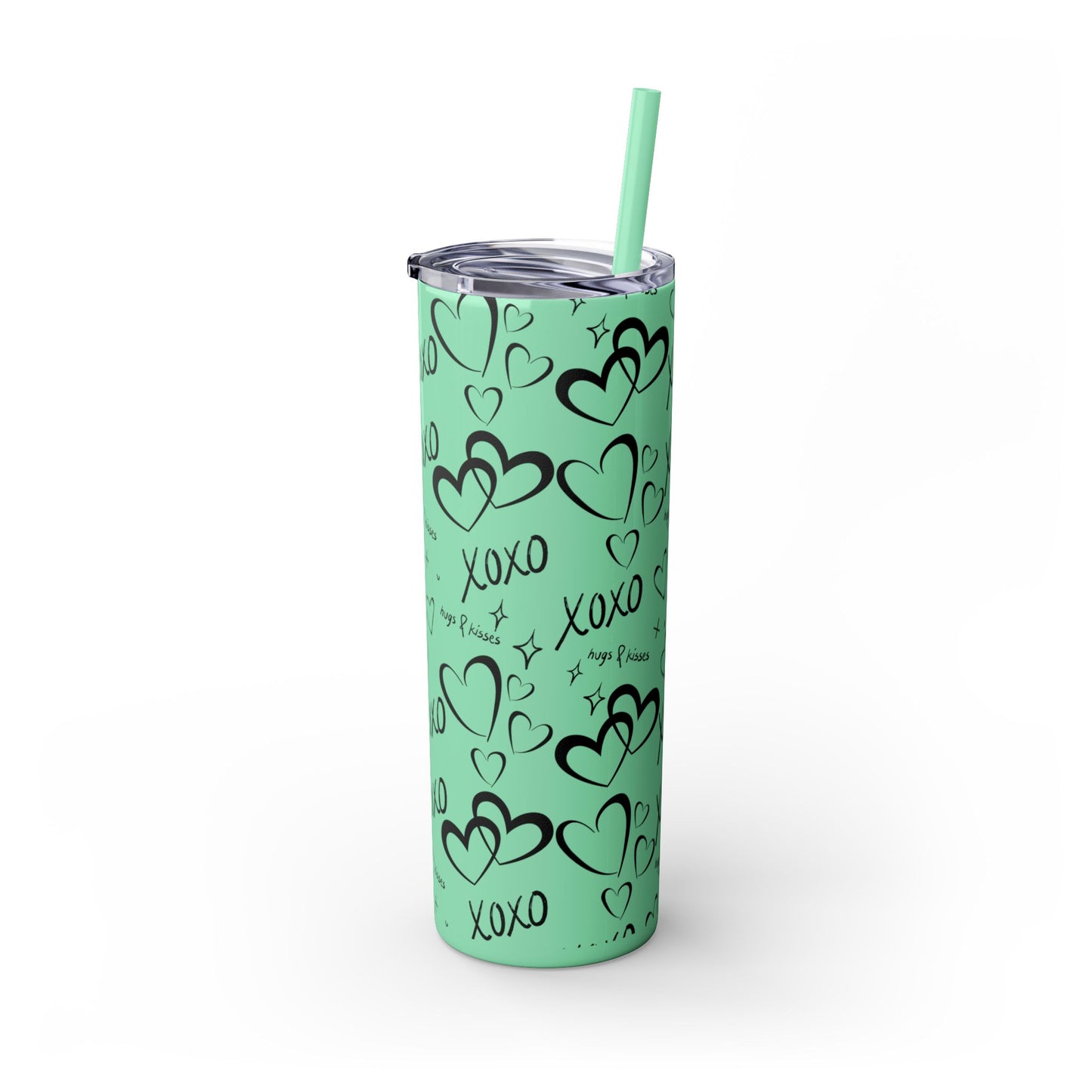 XOXO Hearts Skinny Tumbler with Straw - 20oz Love-Themed Drinkware