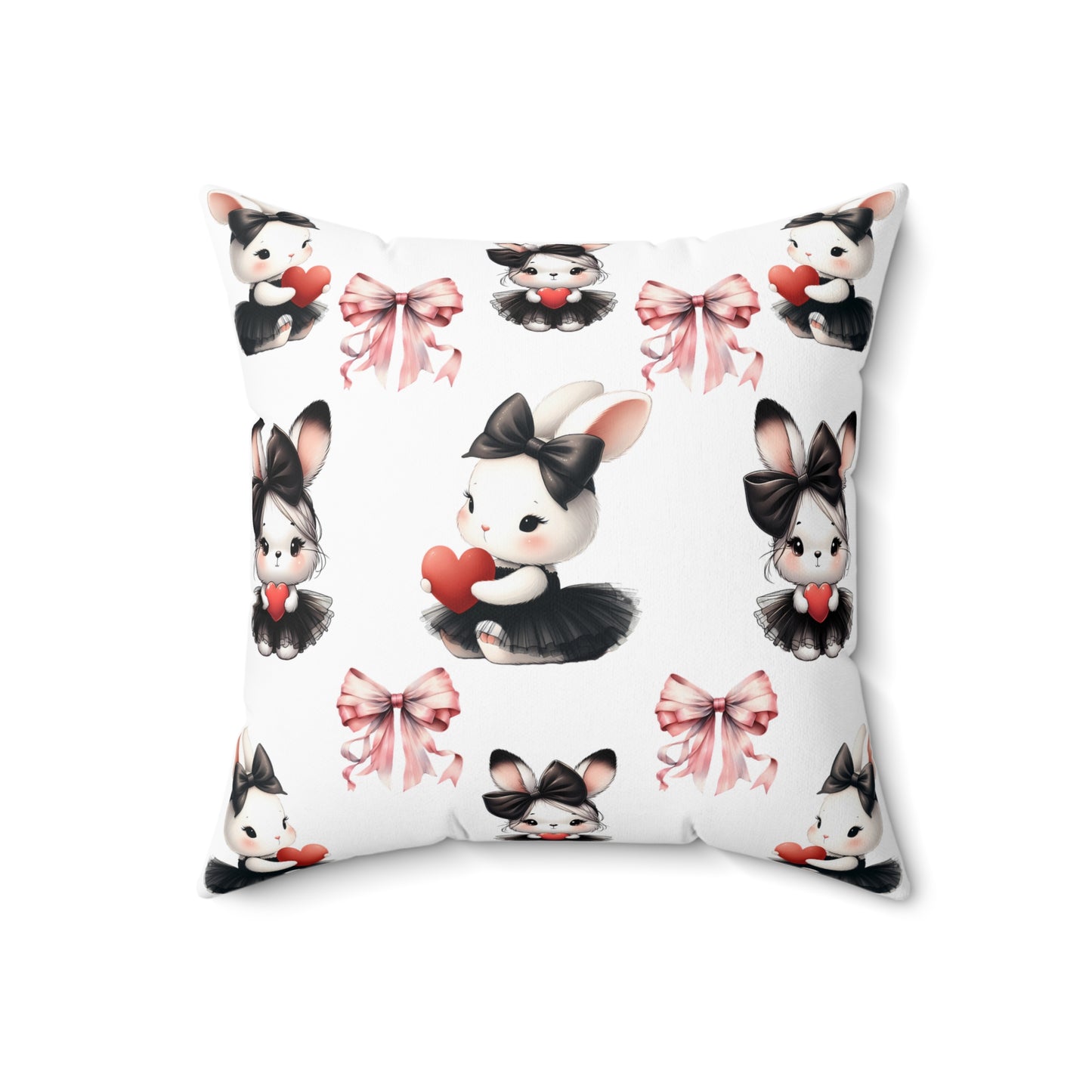 Cute Bunny Love Square Pillow - Adorable Home Decor for Kids & Spring Celebrations