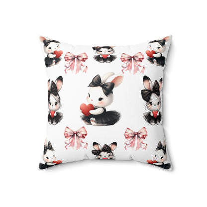 Cute Bunny Love Square Pillow - Adorable Home Decor for Kids & Spring Celebrations