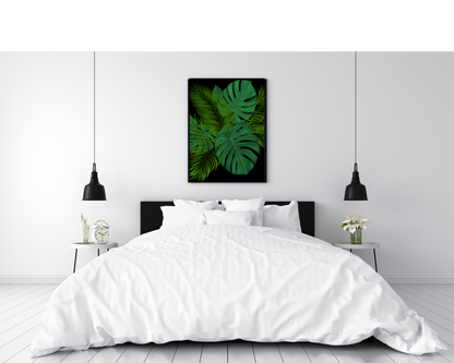 Canvas Art Palm Leaves with a black background
