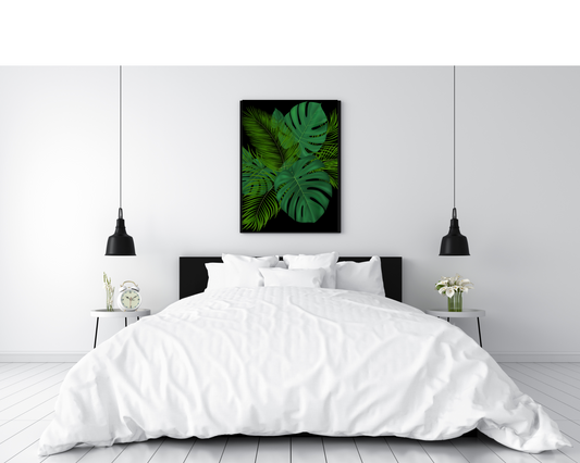 Canvas Art Palm Leaves with a black background