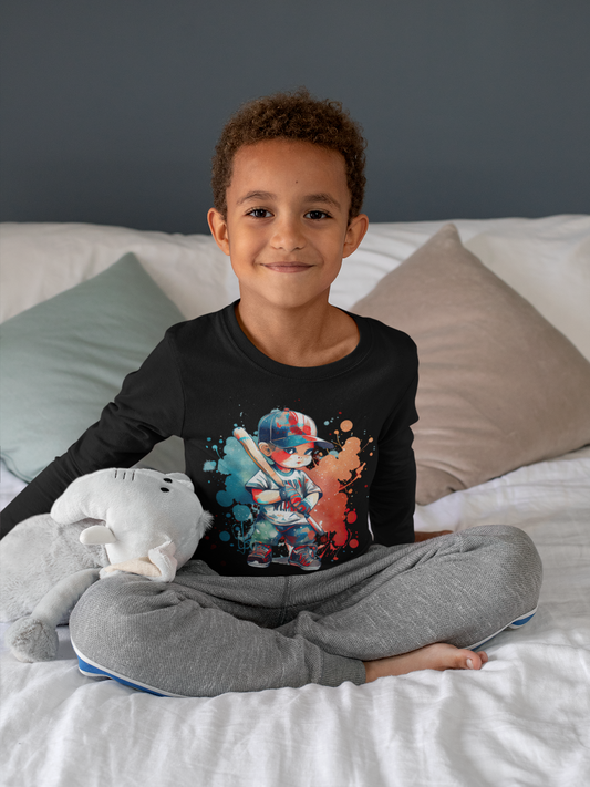 Baseball Boy - Youth Long Sleeve Baseball Tee