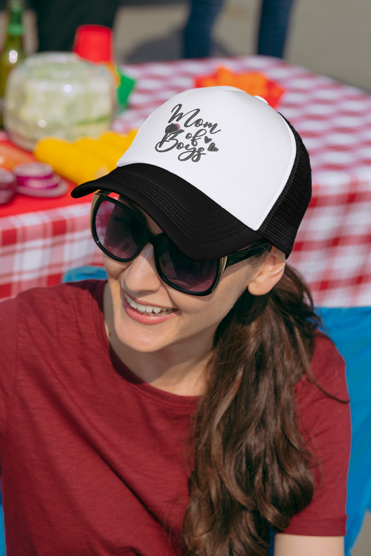 Mom of Boys Embroidered Foam Trucker Hat